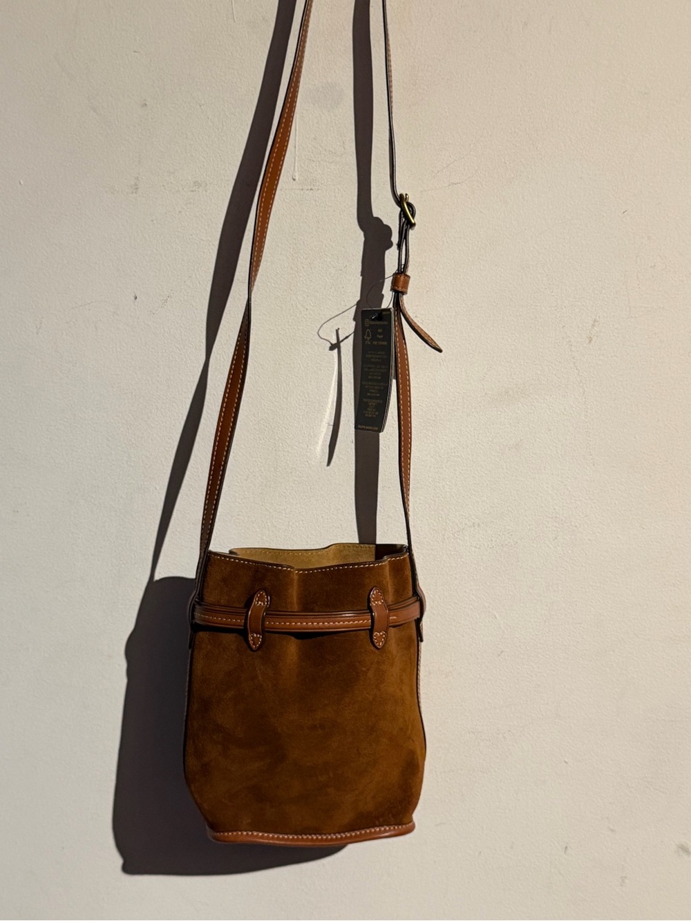 POLO Ralph Lauren Brown Suede Crossbody Bucket Bag - Picture 3 of 8